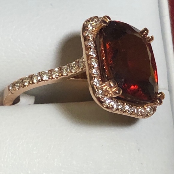14 kt rose gold Spessarite ( rare garnet ) diamond - Picture 2 of 16